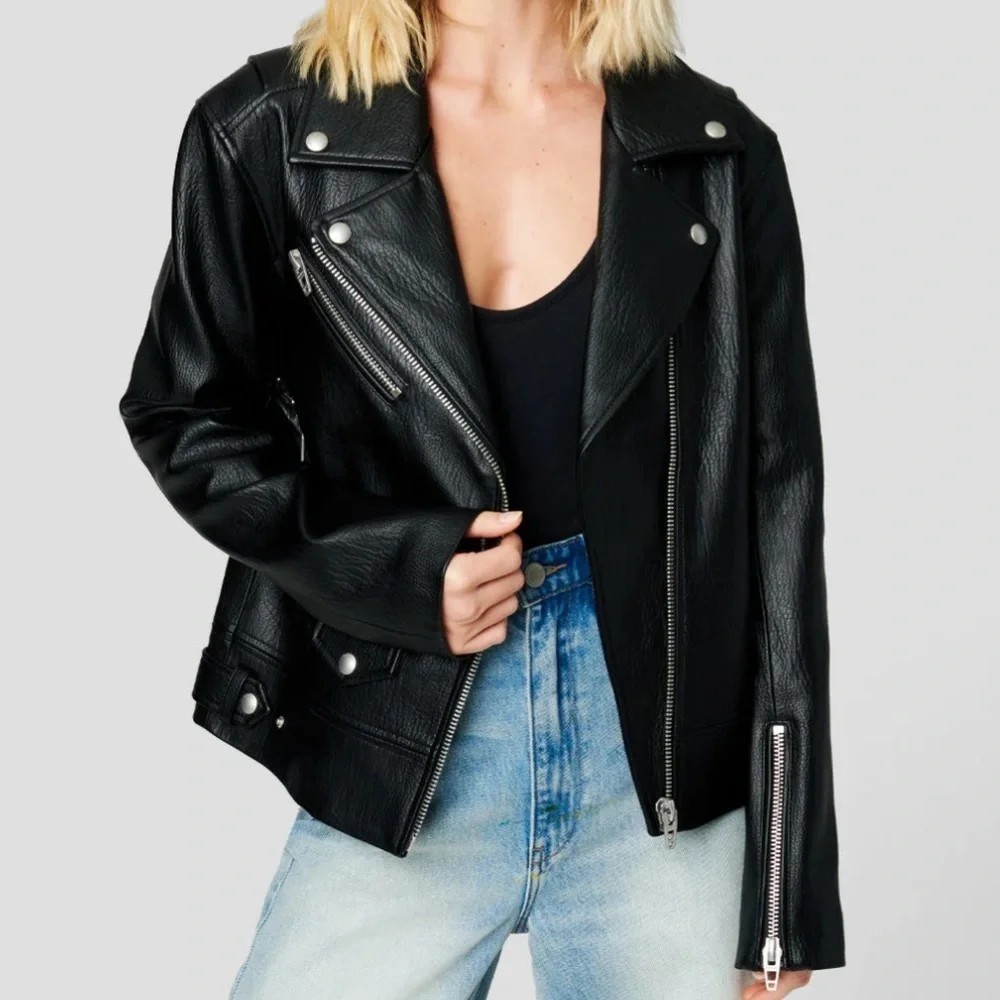 Like New Blank NYC Open Secret Faux Leather Moto Jacket Black Size Small - Picture 1 of 12